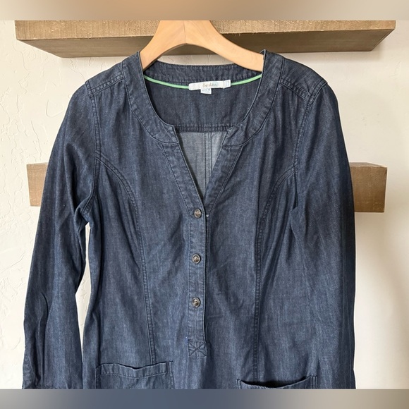 Boden|Denim chambray button down shirt dress with front pockets,long sleeve••• - Picture 3 of 13